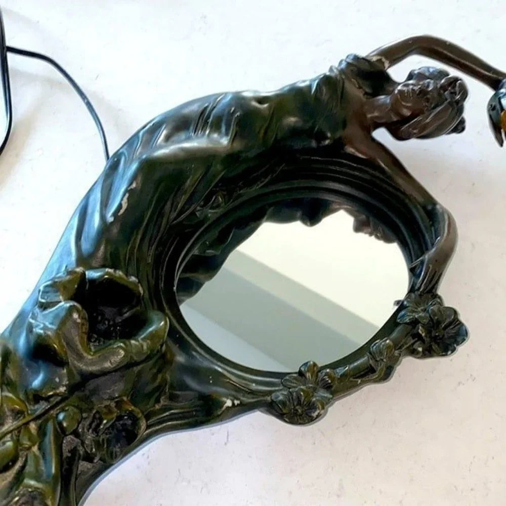 Gorgeous Art Nouveau Maiden w/ Mirror Lamp 22